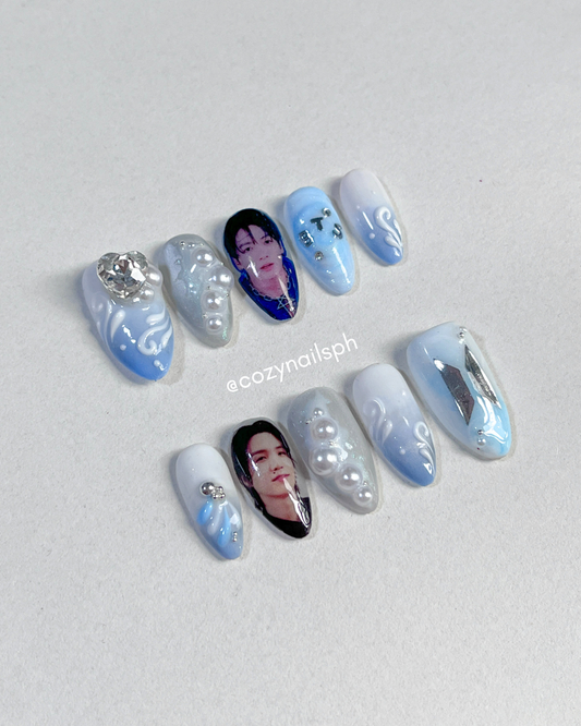 Waves Army | Arirang BTS nails | Chrome nails | BTS KPOP nails by Cozynailsph (Copy)