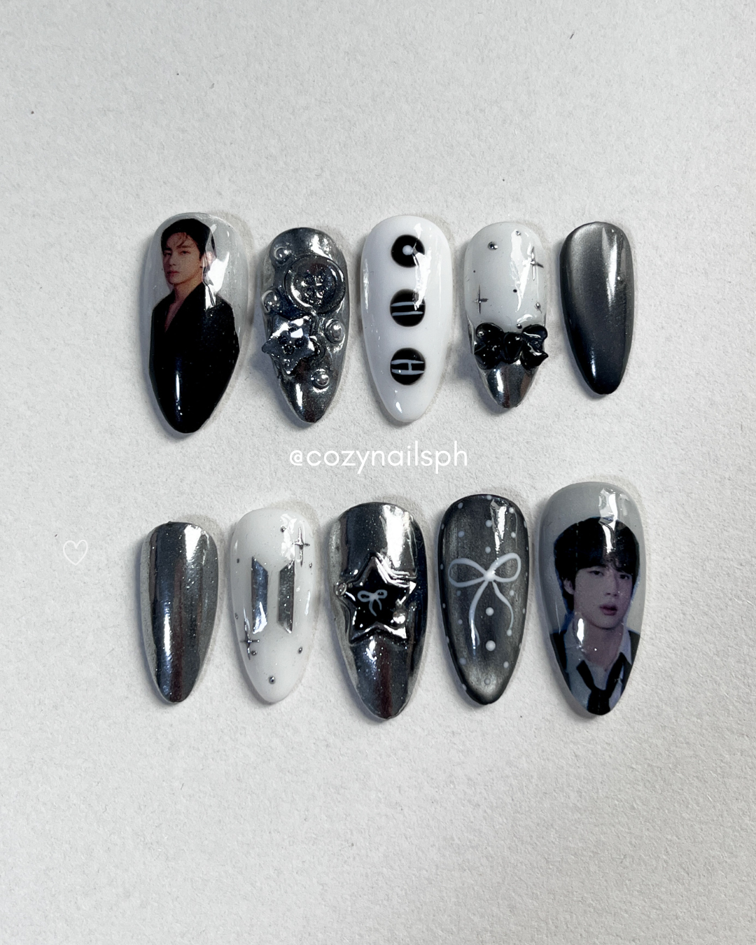 Midnight Army | Arirang BTS nails | Chrome nails | BTS KPOP nails by Cozynailsph