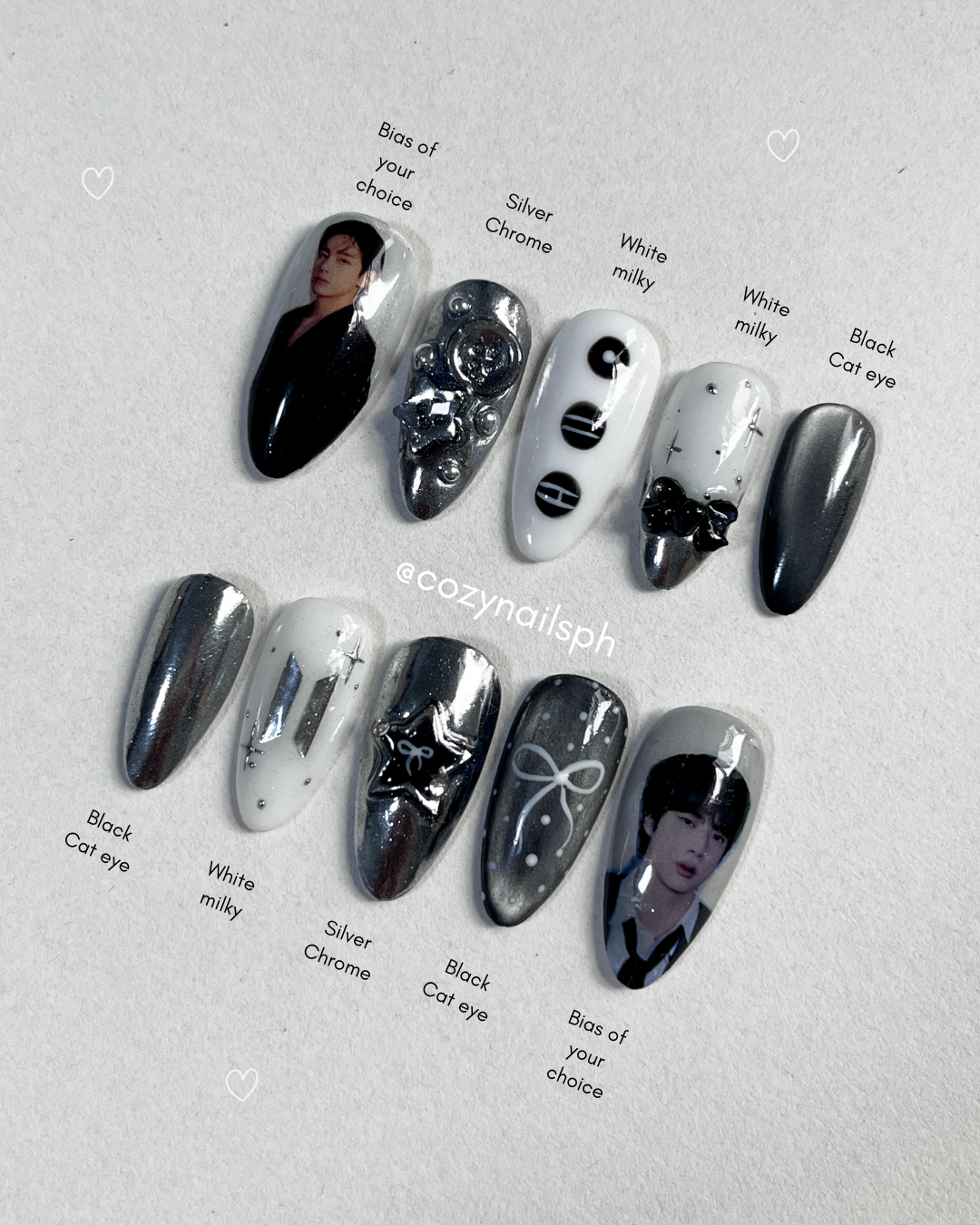 Midnight Army | Arirang BTS nails | Chrome nails | BTS KPOP nails by Cozynailsph