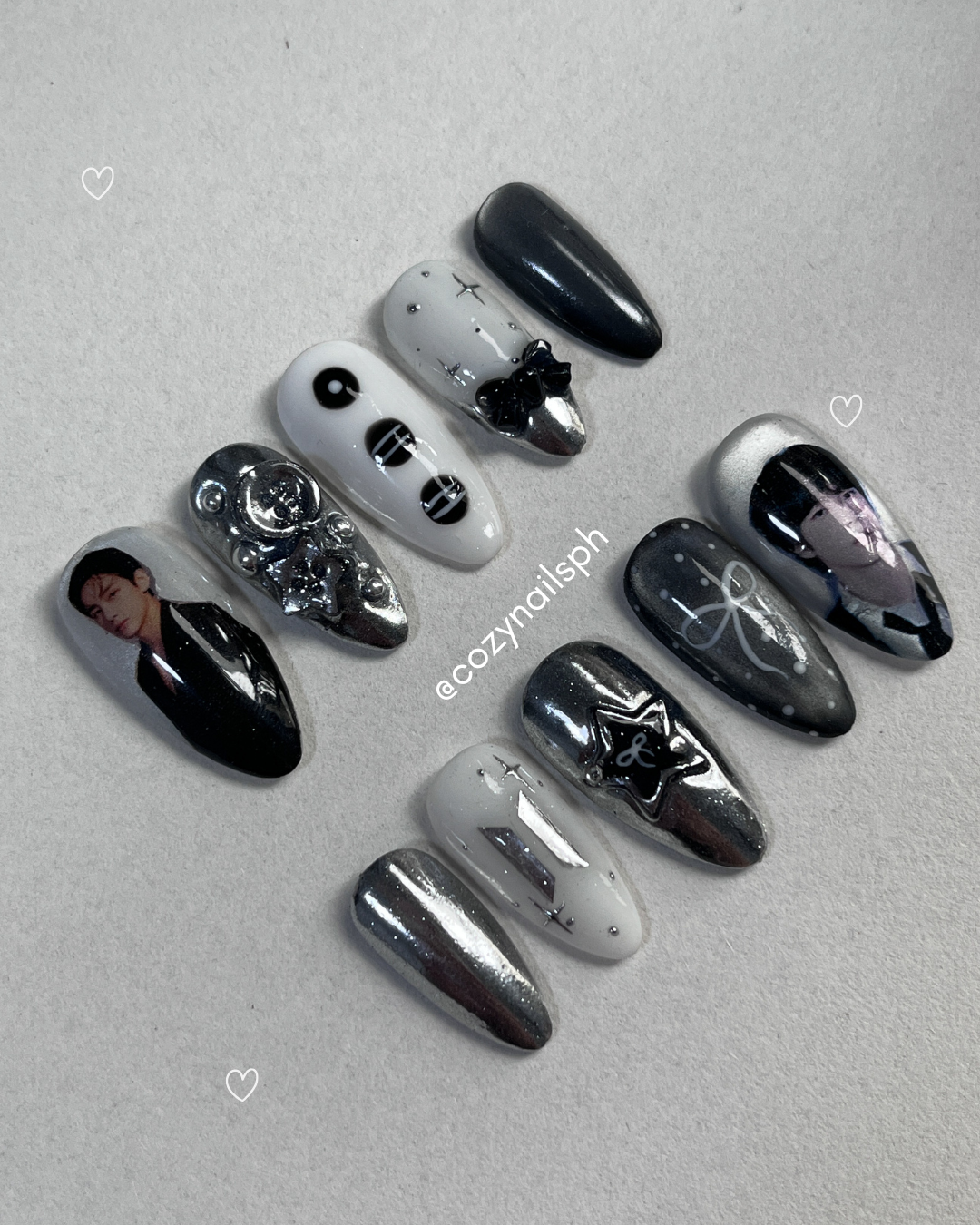 Midnight Army | Arirang BTS nails | Chrome nails | BTS KPOP nails by Cozynailsph