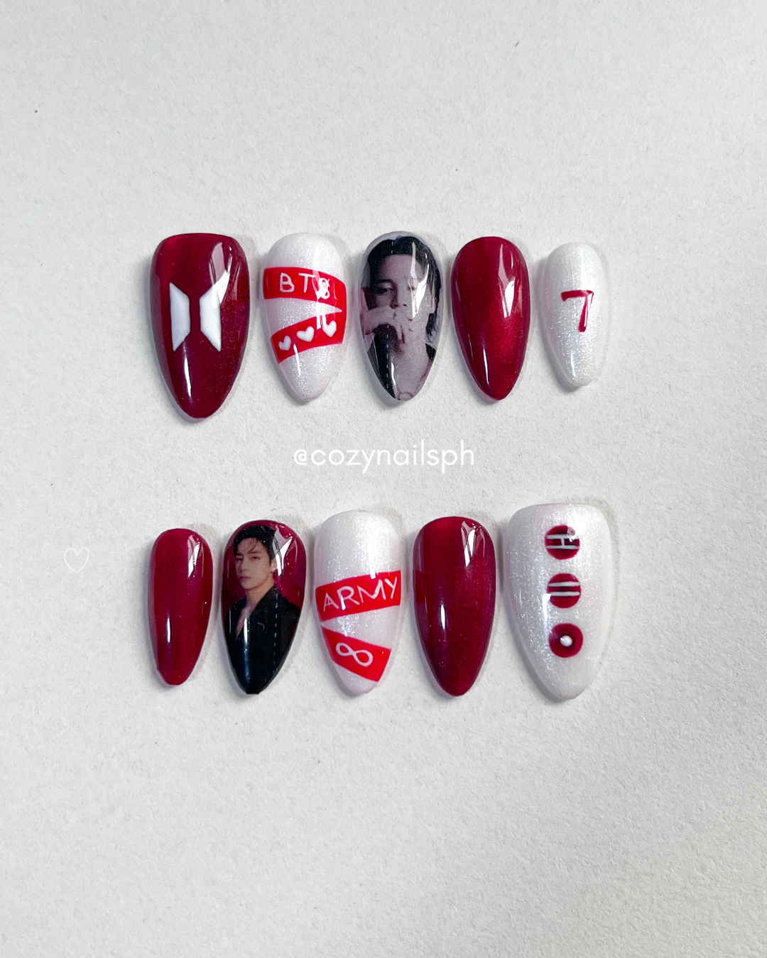 O Seven Army | Arirang BTS nails | Chrome nails | BTS KPOP nails by Cozynailsph (Copy) (Copy)