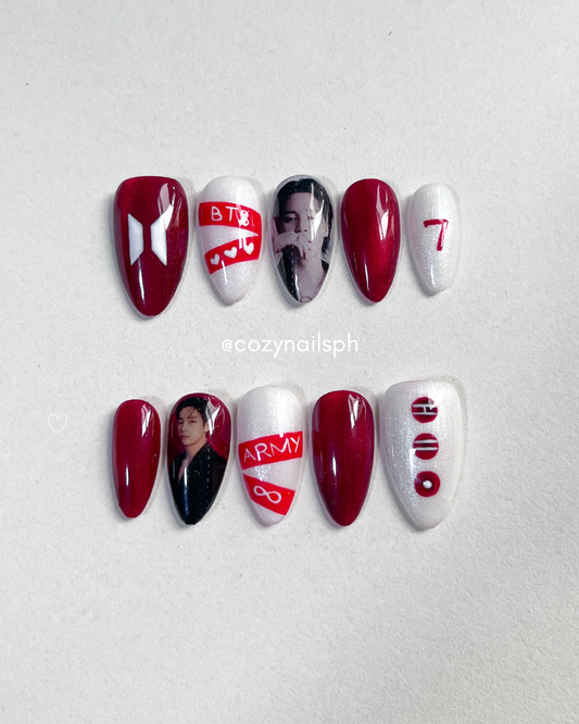 O Seven Army | Arirang BTS nails | Chrome nails | BTS KPOP nails by Cozynailsph (Copy) (Copy)