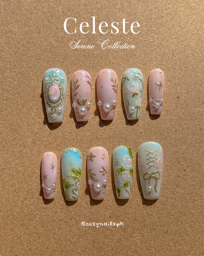 CELESTE- luxury, nature, and coquette press-ons 