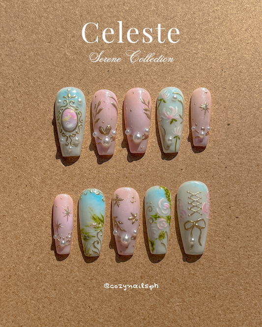CELESTE- luxury, nature, and coquette press-ons 