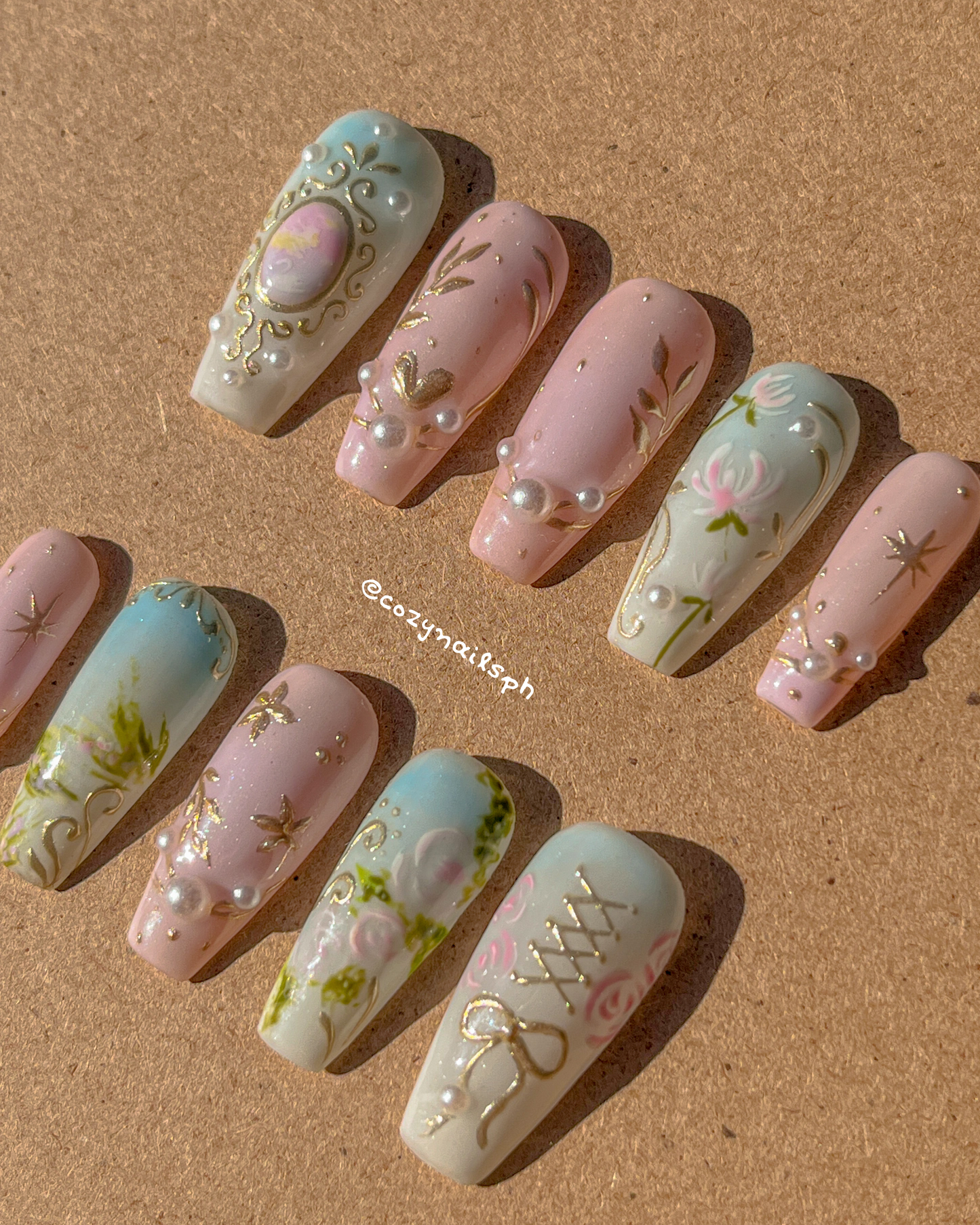 CELESTE- luxury, nature, and coquette press-ons 