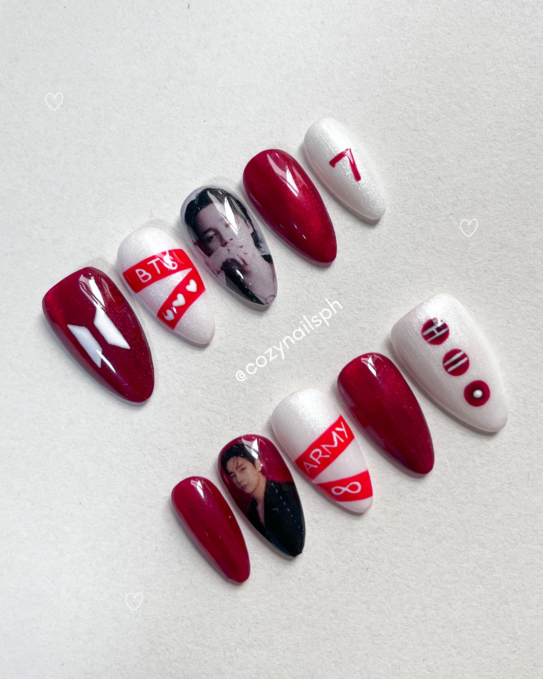 O Seven Army | Arirang BTS nails | Chrome nails | BTS KPOP nails by Cozynailsph (Copy) (Copy)
