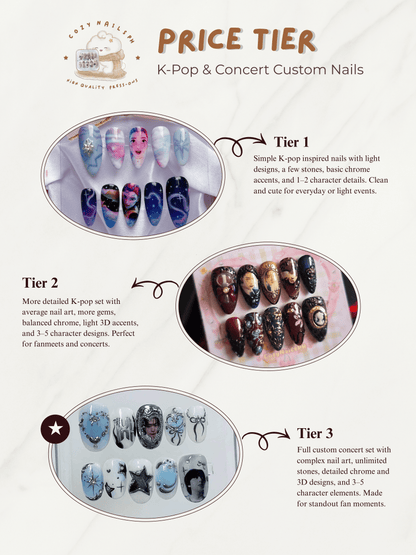 K-Pop & Concert Custom Nails by CozyNails