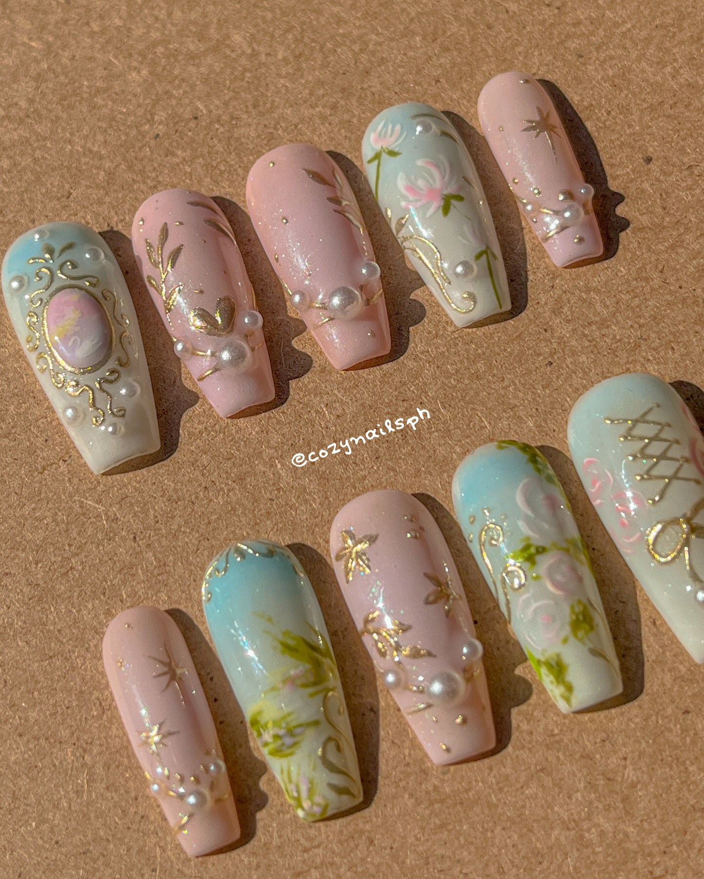 CELESTE- luxury, nature, and coquette press-ons 