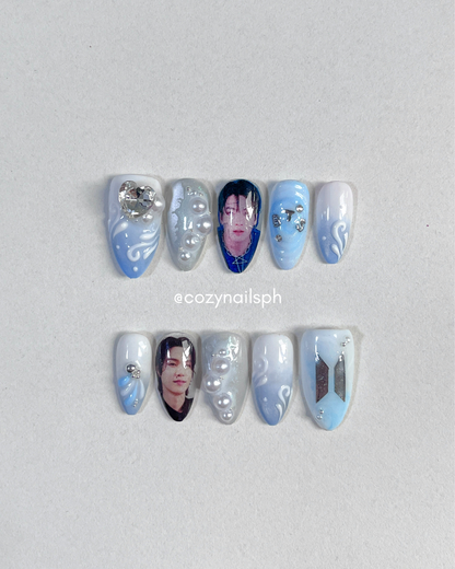 Waves Army | Arirang BTS nails | Chrome nails | BTS KPOP nails by Cozynailsph (Copy)