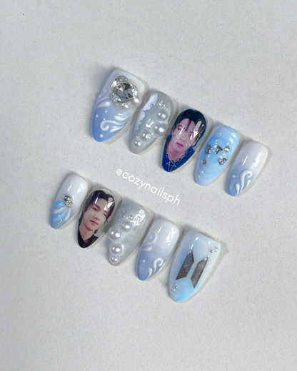 Waves Army | Arirang BTS nails | Chrome nails | BTS KPOP nails by Cozynailsph (Copy)