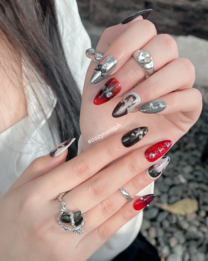 Crimson Army | Arirang BTS nails | Chrome nails | BTS KPOP nails by Cozynailsph