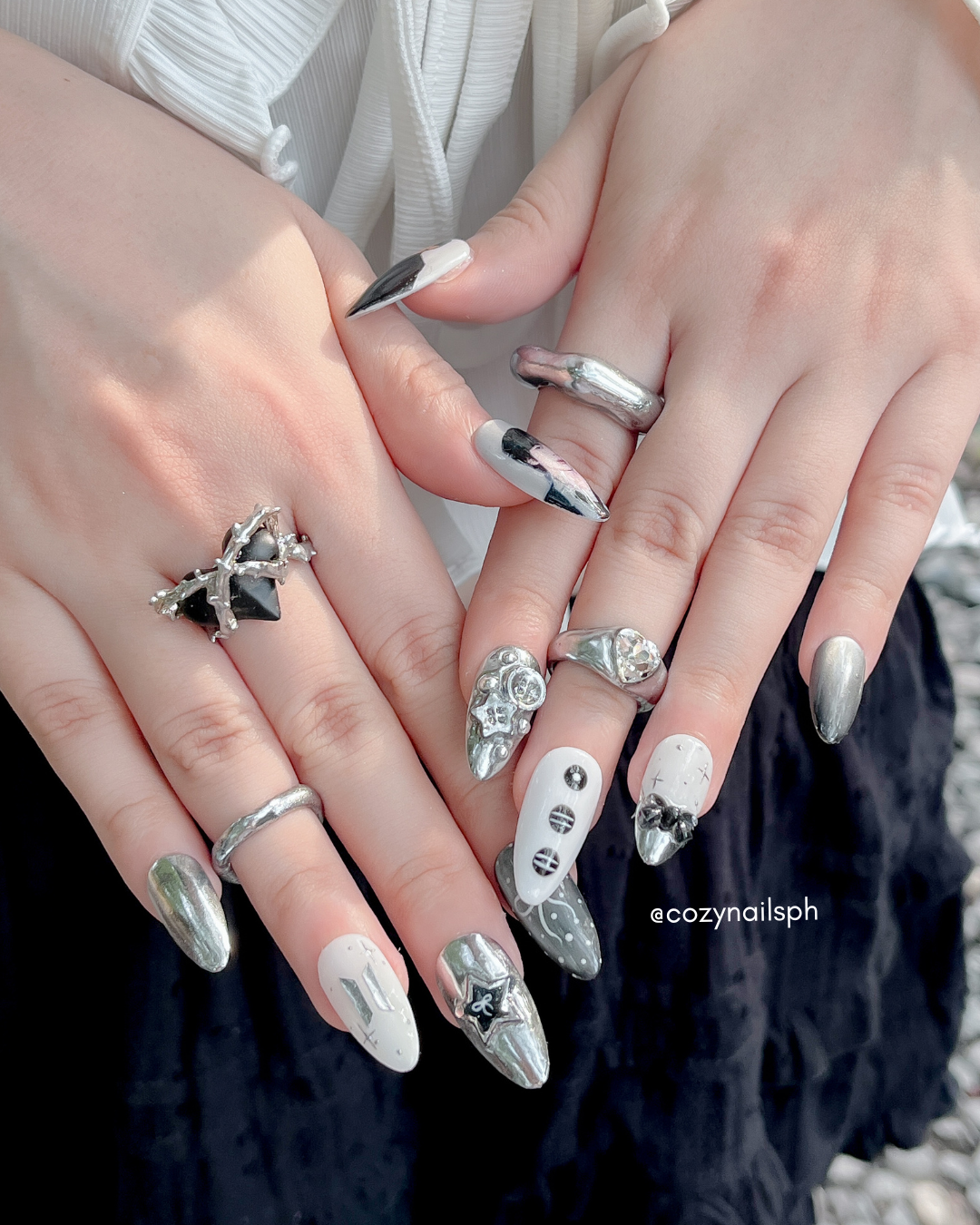 Midnight Army | Arirang BTS nails | Chrome nails | BTS KPOP nails by Cozynailsph