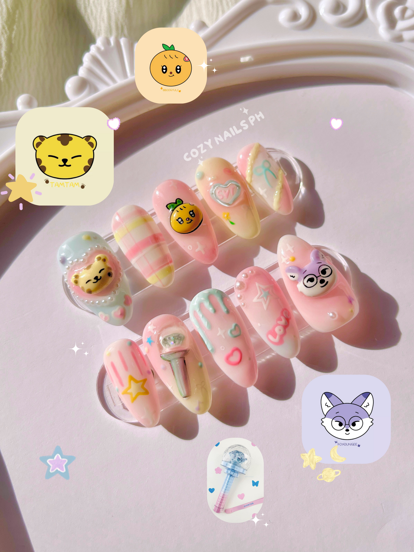 CAPYBARA - summer nails, capybara, turtle and duckling friends press-ons