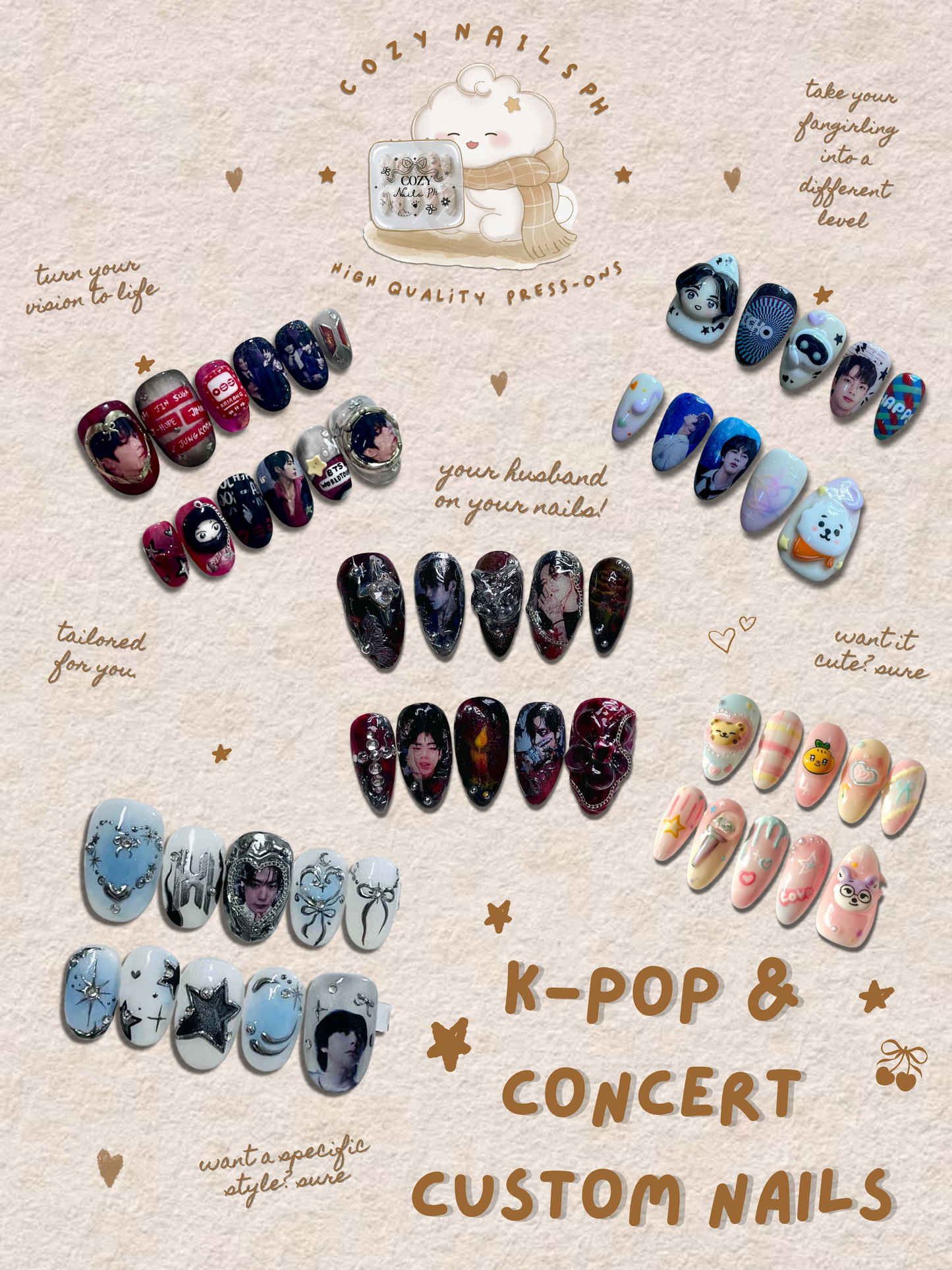 K-Pop & Concert Custom Nails by CozyNails