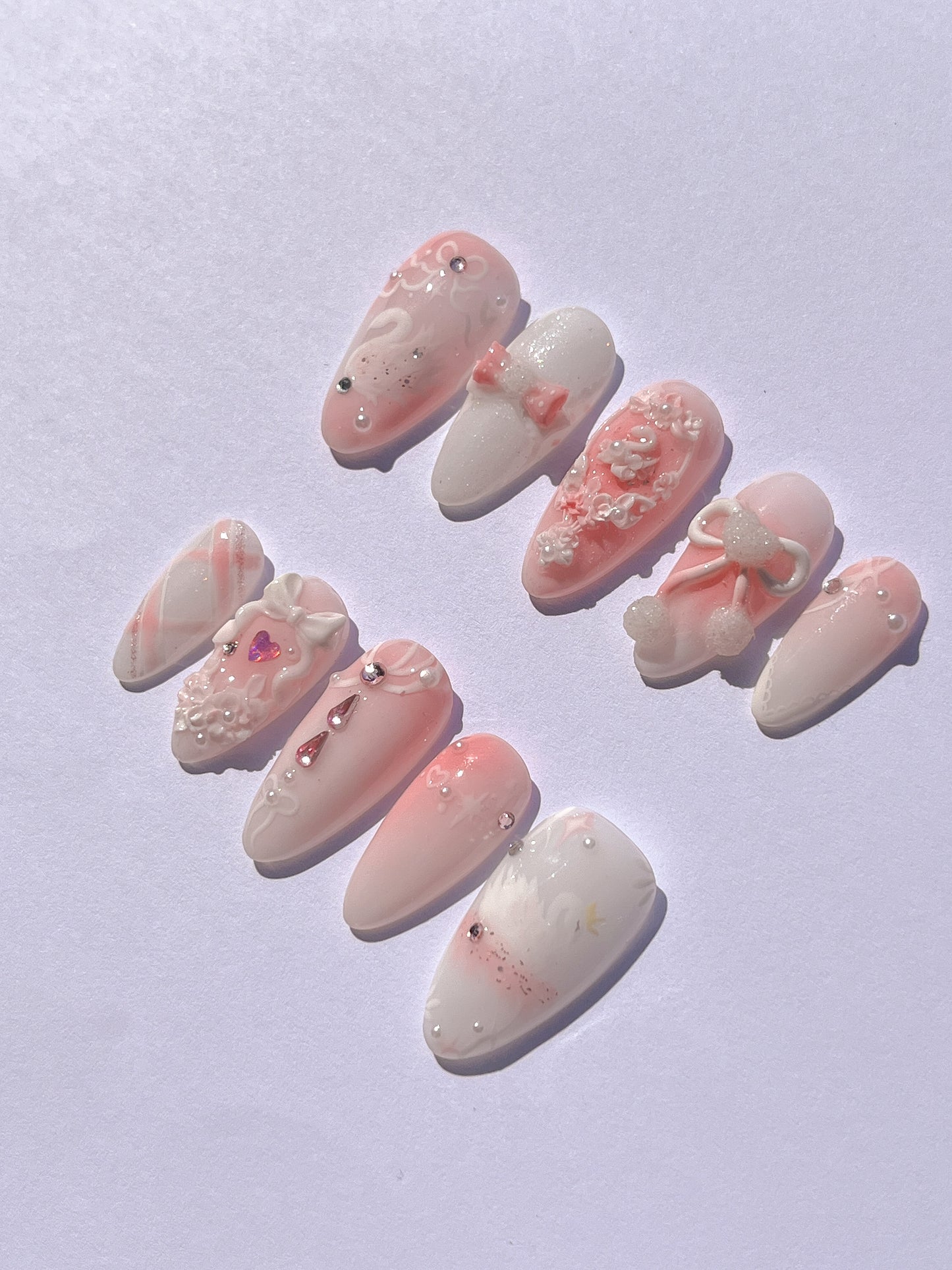 PINK SWAN - elegant, feminine, coquette themed press-on nails