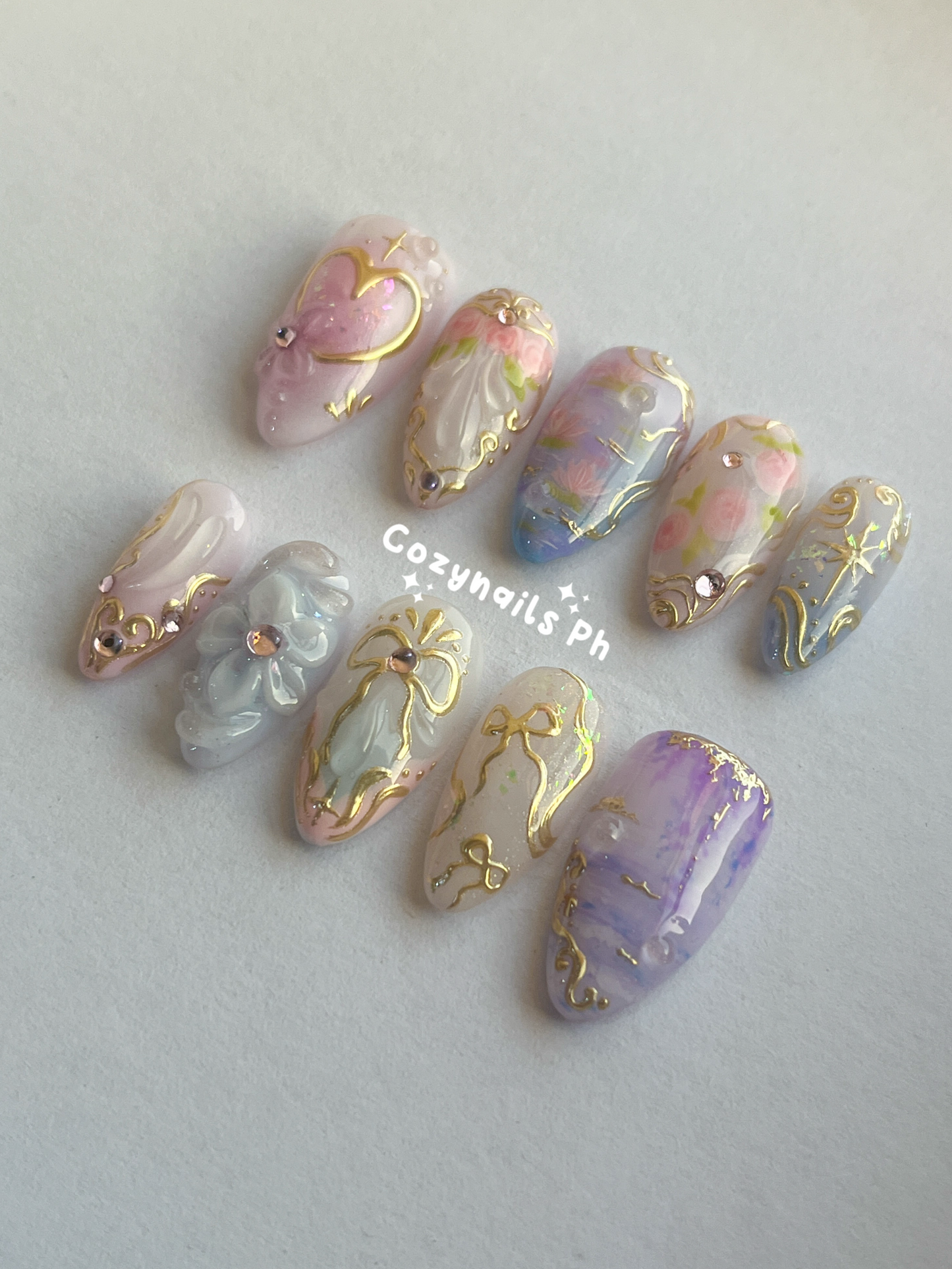 ORCHIDS GARDEN- romance, pink, flowers, and spring themed press-on nails