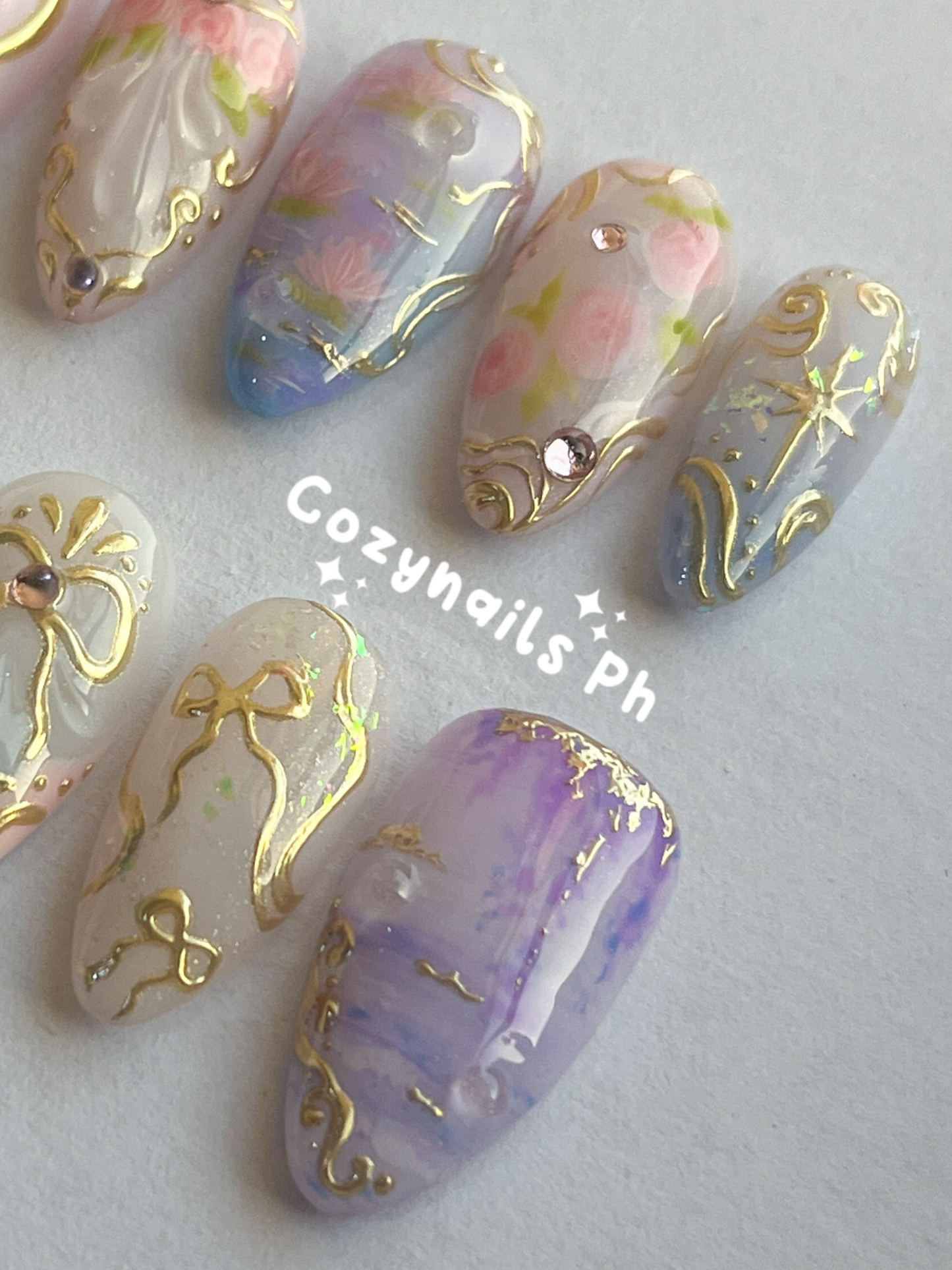 ORCHIDS GARDEN- romance, pink, flowers, and spring themed press-on nails