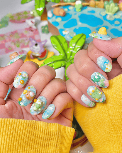 CAPYBARA - summer nails, capybara, turtle and duckling friends press-ons