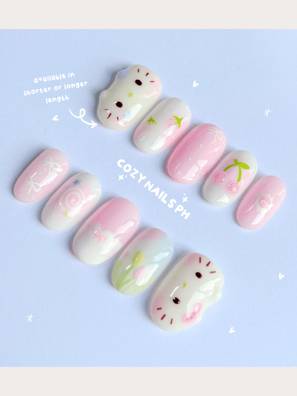 KITTY - kawaii viral thumb character design, kitten themed press-ons