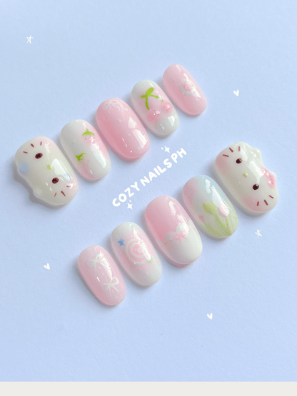 KITTY - kawaii viral thumb character design, kitten themed press-ons